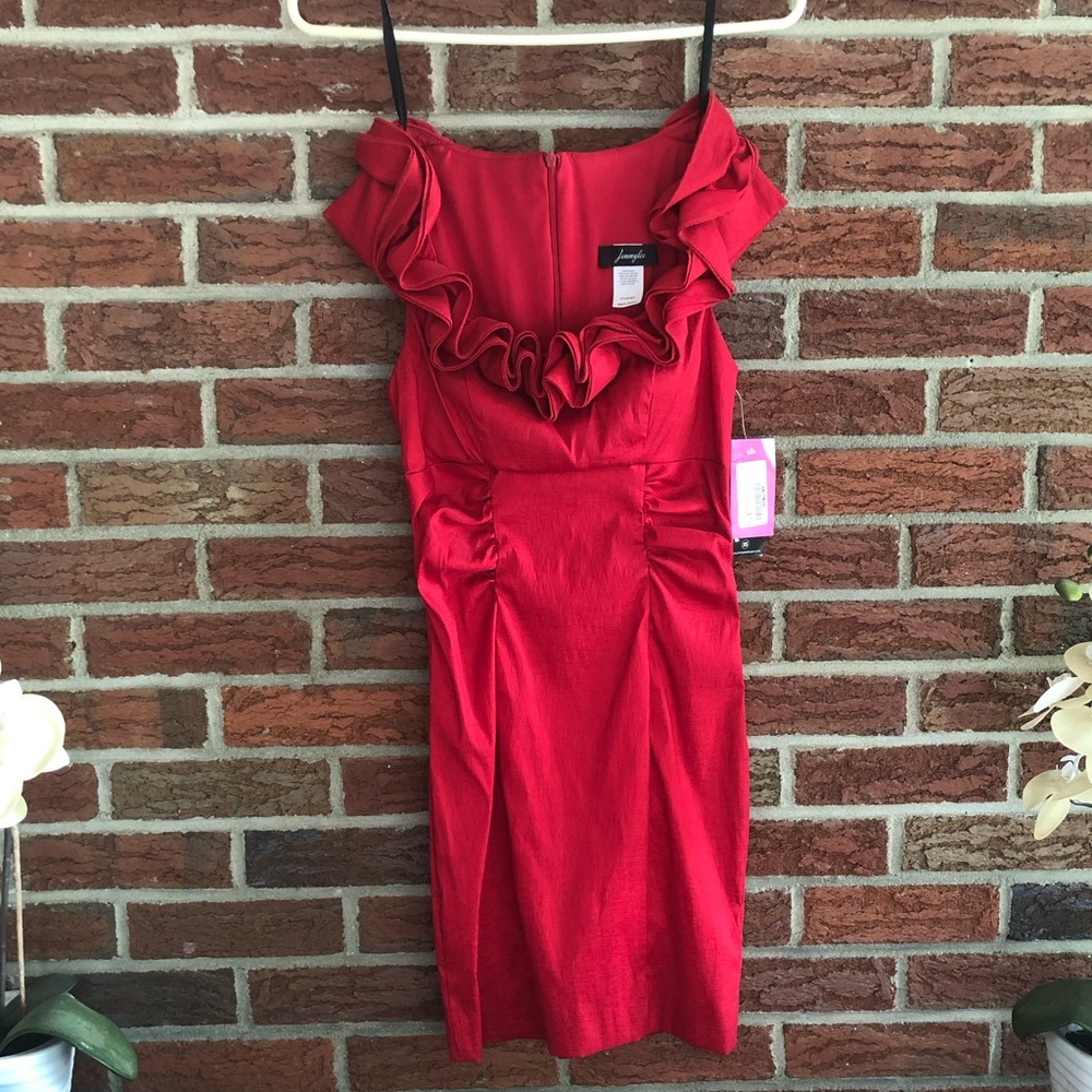 Red dress with ruffles
